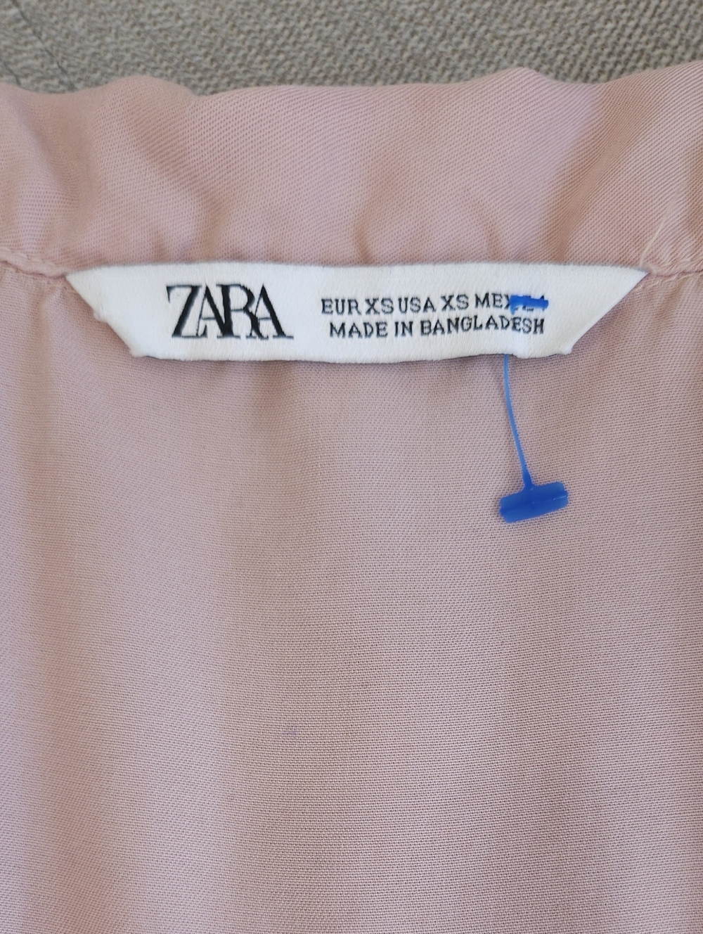 ZARA Blush Pink Button Front Belted Shirt Dress w/ Pockets XS - Picture 6 of 6